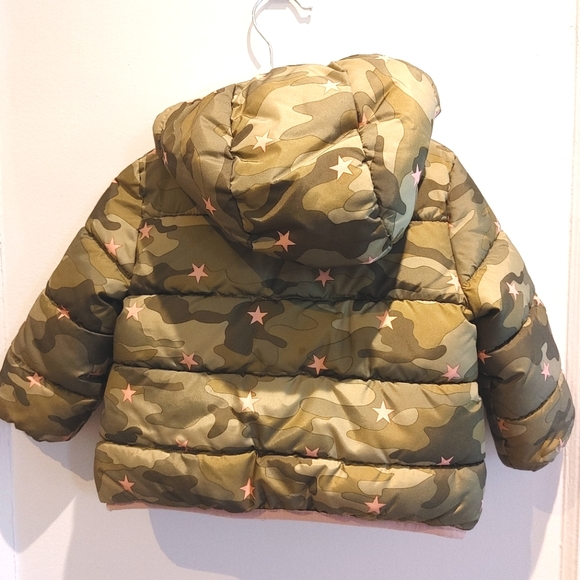 Gap Baby Camo Pink Stars Sherpa Jacket 12-18 mos - Picture 2 of 6